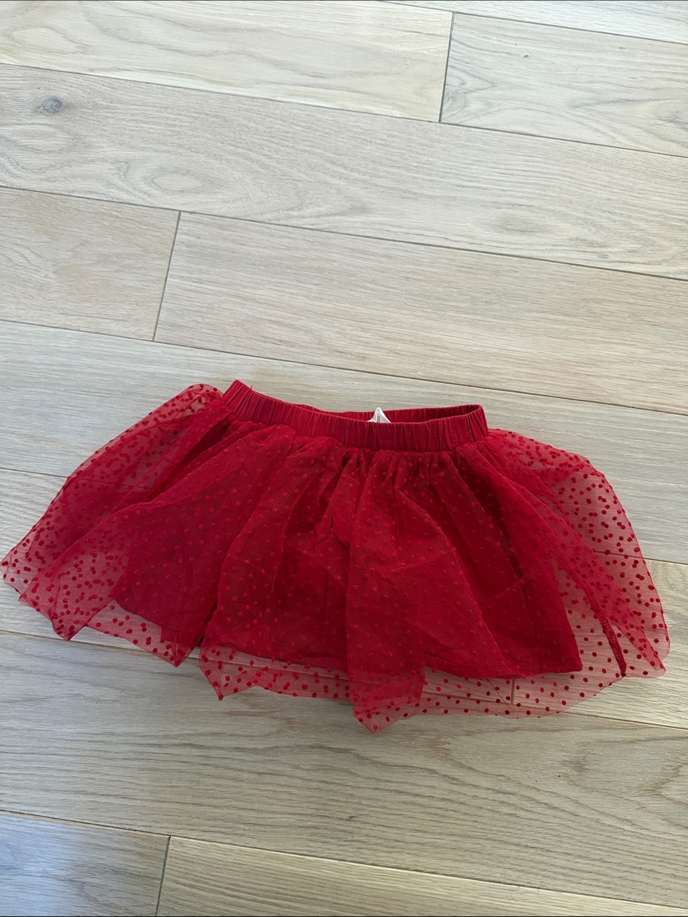Red Tulle Dot Skirt for Kids - Elastic Waist